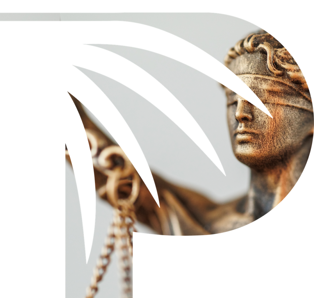 Palmetto logo with lady justice masked